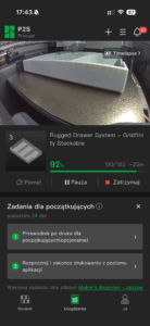 Zdalne monitorowanie wydruku na drukarce Bambu Lab P2S w aplikacji Bambu Handy